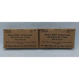 2 Pack 1950's War Bandage Gauze Plain Compressed 36" X 1 Yard Lily White Sealed