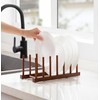 HBlife 4pcs 6 Slots Teak Dish Plate Bowl Cup Book