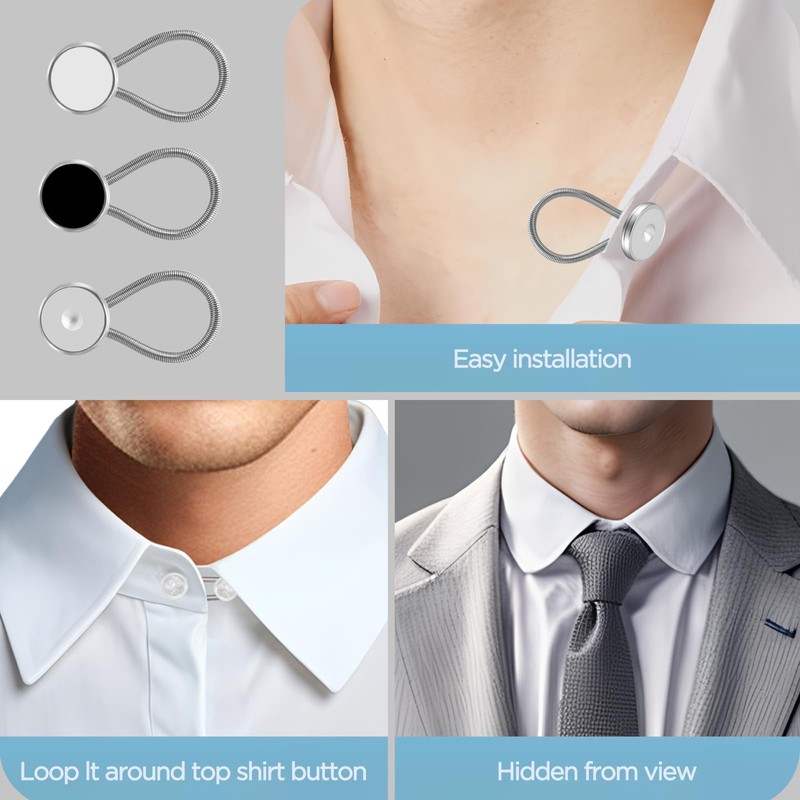 12 PCS Shirt Collar Button Extenders for Men's Dress Shirts,