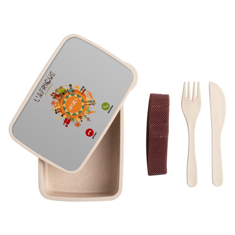 Fabulous Lunch Box Lunchbox mit Besteck, grau, Motiv: Afrique M'Appelle