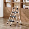 KINGRACK Sturdy Steel 3 Step Ladder, Folding Step Stool with