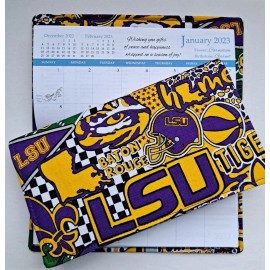 Sundari's Sweet Shoppe Cotton Fabric LSU Tigers 2025-26 Pocket Calendar & Appointment Book