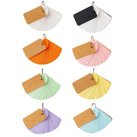 JZS Index Card Multicolor Kraft Paper Binder Ring Easy Flip Flash Card,Study Cards,Memo Scratch Pads,Bookmark,DIY Greeting,Index Card Stock,Note Card,7 x 4cm,8 Pcs,800 Sheets