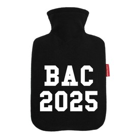 Huuraa Wärmflasche BAC 2025 Abschluss Frankreich Geschenk 1,8 Liter Black Classic Veloursbezug BAC 2025 Präsent