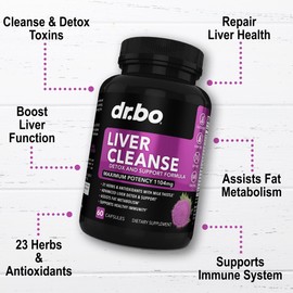 DR. BO Colon Cleanser Detox & Liver Cleanse - 15 Day Colon Cleanse Pills & Liver Detox Support Supplement Milk Thistle Dandelion - Bowel Movement Supplements for Intestinal Stomach Bloating Gut Body Flush