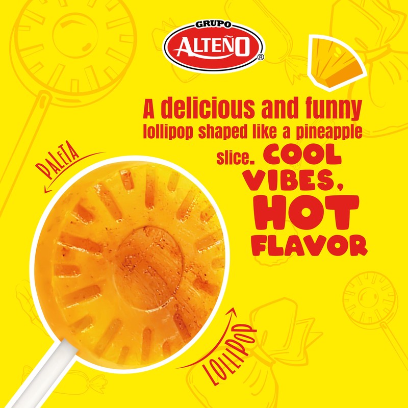 Alteño (Alteno) Super Piña Loca Pineapple Chili Lollipops, Mexican Style