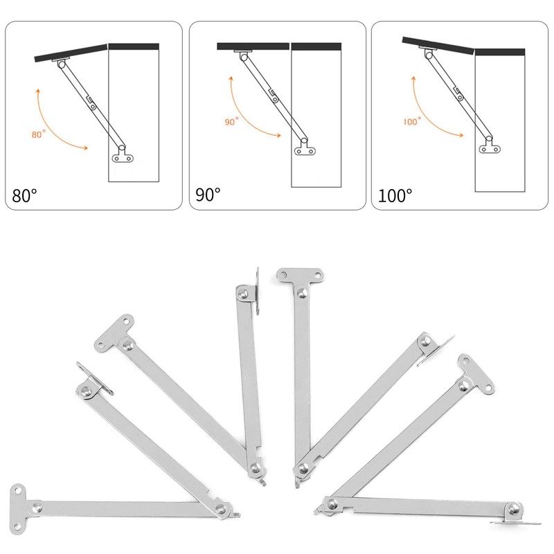 Stainless Steel Lid Stay Support Hinge, 4 Pieces Lift Up