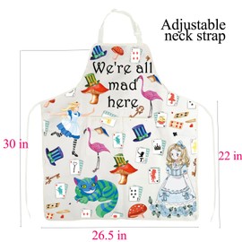 FUSTMW Alice Apron Alice Fairy Tale Gifts Alice Kitchen Cooking Making Apron with Pockets Wonderland TV Movies Show Gifts, Alice Apron White, One Size
