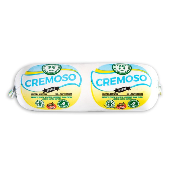 Felices Las Vacas Cremoso Vegan Cream Cheese Almond Cheese  Melts Easily - Gluten Free & Kosher, 500 g / 1.1 lb sealed bar