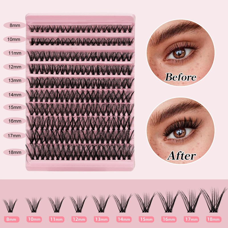 Higu clace Eyelash Extensions Set, 200 Pieces Lashes Extension Set