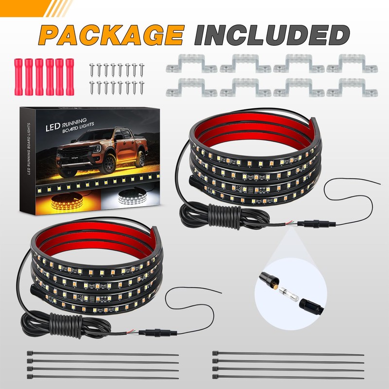 GOOACC Truck Running Board Lights - 2PCS 60 Inch DRL
