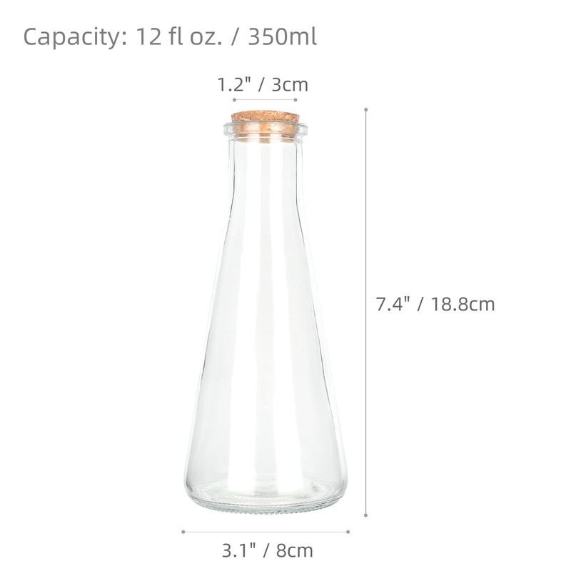 Magic Season Decorative Glass Bottles with Cork Stoppers (350 ml