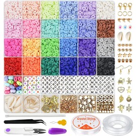 Kit para Hacer Pulseras con Cuentas de Arcilla 6000 PCS, Cuentas Planas y Dijes para Amistad, Manualidades para Niñas y Adolescentes, Regalo Creativo para Hacer Joyas de 8 a 12 Años (Multicolor)