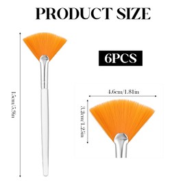 6PCS Fan Brushes Esthetician Soft Facial Applicator Brush Acid Applicator Brush Fan Brushes for Facials Makeup Fan Brush Tool for Mud Cream (White, Yellow)