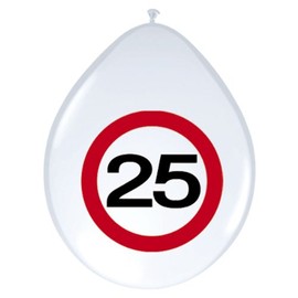 Folat - Traffic Sign Birthday Balloons 25 years - 12In / 30cm - 8 pieces