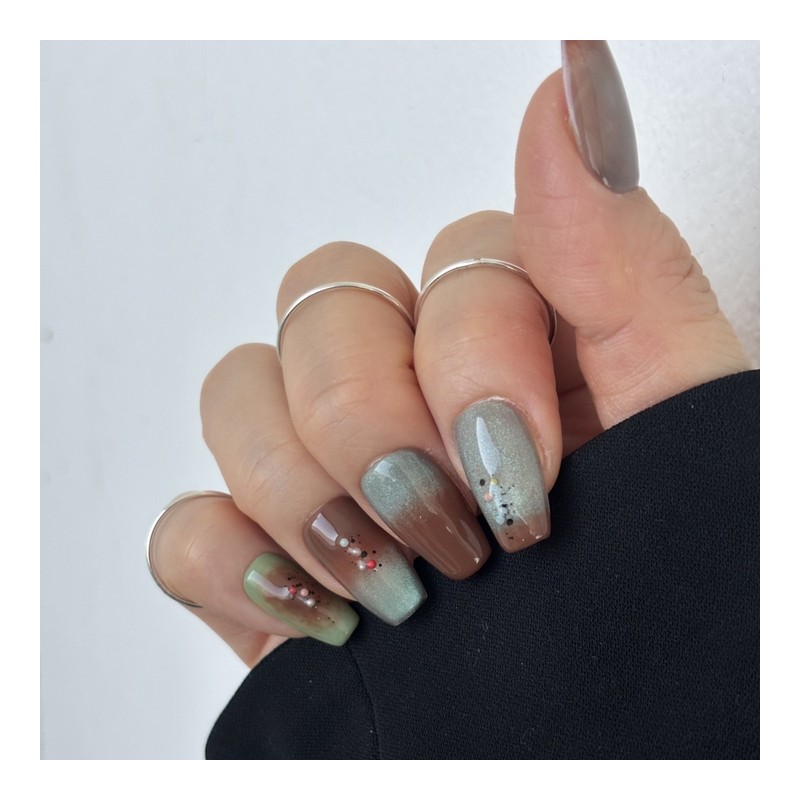 Dujokku Dessert Handmade Nail Tips - Square-Short / 두쫀쿠 디저트