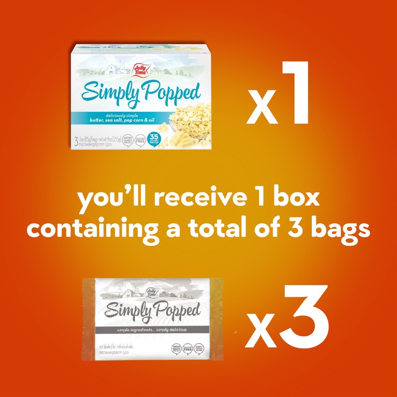 Jolly Time Simply Popped - Lightly Salted Microwave Popcorn, 3oz