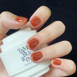 Orange Press on Nails Short Square Fake Nails Dark Orange False Nails Solid Color Acrylic Nails Press ons Full Cover Glossy Glue on Nails Artificial Nails Stick to Nails for Women Decorations 24 Pcs