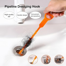 Speetop Drain Snake Clog Remover:3 Pcs Hair Clog Auger, 25 Inch Drain Cleaner Tool Suitable for Dredging Clogged Pipes, Sink, Shower Drains(Orange)