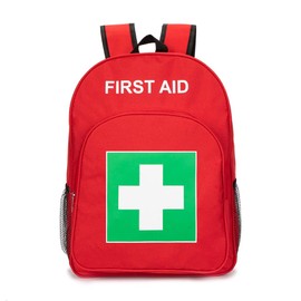 Jipemtra Red Emergency Bag First Aid Backpack Empty Medical Treatment First Responder Trauma Bags for Camping Cycling Hiking Daycare Outdoors (Red)