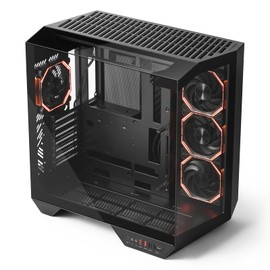 darkFlash Full-Tower ATX Gaming PC Case, Back Plug-in Motherboard, Dual-Chamber, Panoramic Glass, Up to 2 x 360mm Radiators, RTX 40 Compatible(DY470) (4 PWM ARGB Fans, Black)