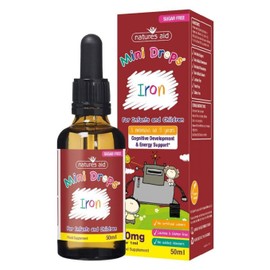 Natures Aid Iron Mini Drops for Infants and Children, Cognitive Development, Sugar Free, 50 ml (Pack of 6)