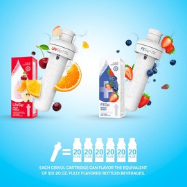 22oz White Stainless Steel Water Bottle Starter Kit with Blue Lid and 2 Flavor Cartridges (Fruit Punch & Mixed Berry)