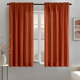 MIULEE Burnt Orange Privacy Sheer Curtains That Let Light in 63 Inches Long Non-See-Through Semi Sheer Curtain Light Filtering Window Curtains Drapes for Living Room Bedroom 2 Panels Set Terracotta