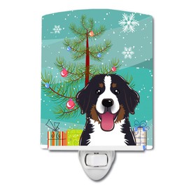 Caroline's Treasures BB1609CNL Christmas Tree and Bernese Mountain Dog Ceramic Night Light Compact, UL-Certified, Ideal for Bedroom, Bathroom, Nursery, Hallway, Kitchen, 6x4x3, Multicolor