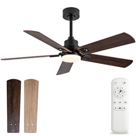 BOOMJOY Ceiling Fans with Lights, 52 Inch Ceiling Fan with Remote, Modern Ceiling Fan for Bedroom Living Room, Black Ceiling Fan Lights for Outdoor Indoor and 5 Blades Quiet Reversible DC