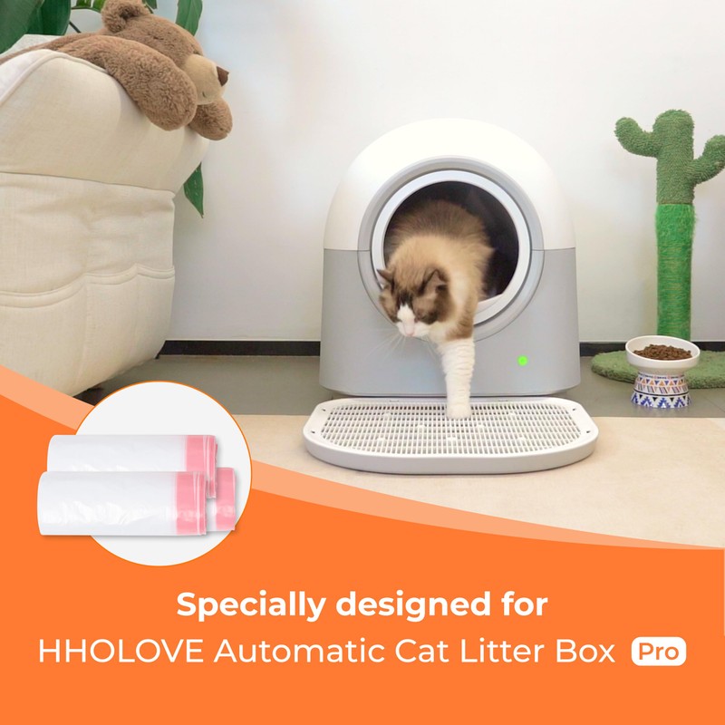 HHOLOVE Self Cleaning Litter Box Liner (60 Count), 60L Automatic