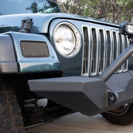 KYYET Compatible with 1997-2006 Jeep Wrangler Driver and Passenger Side Turn Signal Side Marker Light Lens Housing Replace for 55157033AA 55157032AA ;(Smoke Lens)