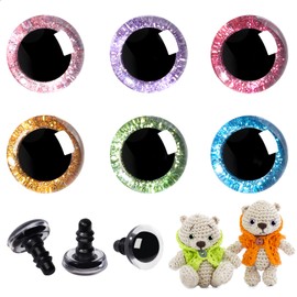 MUCUNNIA 120pcs 18mm Safety Eyes for Crochet Toys with Washers Glitter Safety Eyes for Amigurumi Crocheting Crochet Eyes Craft Doll Eyes for Soft Toy Teddy Bear and Plush Animal(6 Colors)