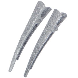 Topkids Accessories 6cm Hair clips for girls, Duckbill/Beak/Concorde design, Sectioning Hair Clips, Hair Accessories for Women, Hair grips, Hairdressing clips (Glitter Silver)