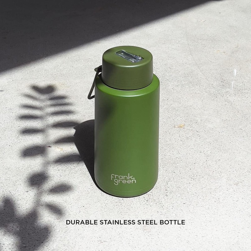 frank green Ceramic Reusable Bottle with Straw Lid, 34oz/1L Capacity