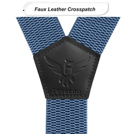 Fevaeno Mens Braces with Triangular Anti-slip Buckle Length Adjustable Elastic Suspenders for Men and Women XBlue