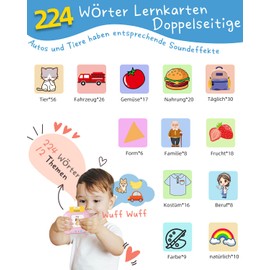 Winnrok Talking Flashcards German English Learning for Children, Easter Gifts Children Talking Learning Toy Language Promotion from 2 3 4 Years, Flash Cards Educational Games Vocabulary Friend 224