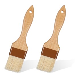 Wooden Handle Pastry Brushes, ValueBargain 2pcs Natural Bristle Basting Brush, Suitable for Cooking Oil Sauce Kitchen Baking Tools