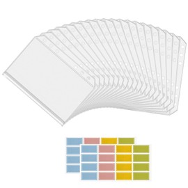 Pack of 20 A6 Binder Bags, 18 x 10.6 cm Document Bag A6, Zipper Bag with Label Stickers, Binder A6 for Bills, Notebooks, Bills