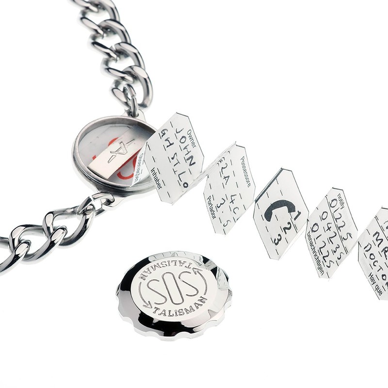 Chrome Plated SOS Talisman Pendant - Christian Cross