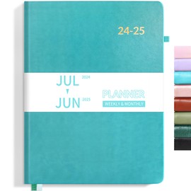 SUNEE 2024-2025 Weekly & Monthly Hardcover Planner 8" x 11" - 12 Month (July 2024 - June 2025), Large Academic Year Calendar Planner, Pocket, Notes, 100 GSM Paper, Monthly Sticker, Teal
