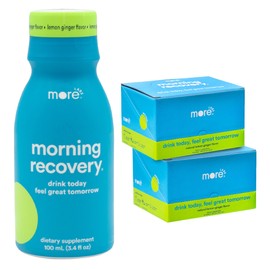 More Labs Morning Recovery Electrolyte, Milk Thistle Drink Proprietary Formulation to Hydrate While Drinking for Morning Recovery, Highly Soluble Liquid DHM, Lemon Ginger, Pack of 24