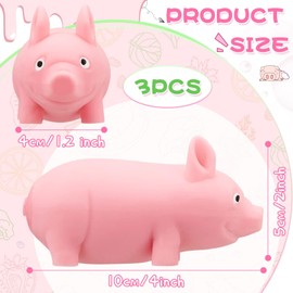 Bambebe Pack of 3 Pig Squeeze Toys, Squishy Squeeze Toy, Creative Decompression Pink Pig Toy, Stress Toy Pig, Anti-Stress Toy for Adults and Children