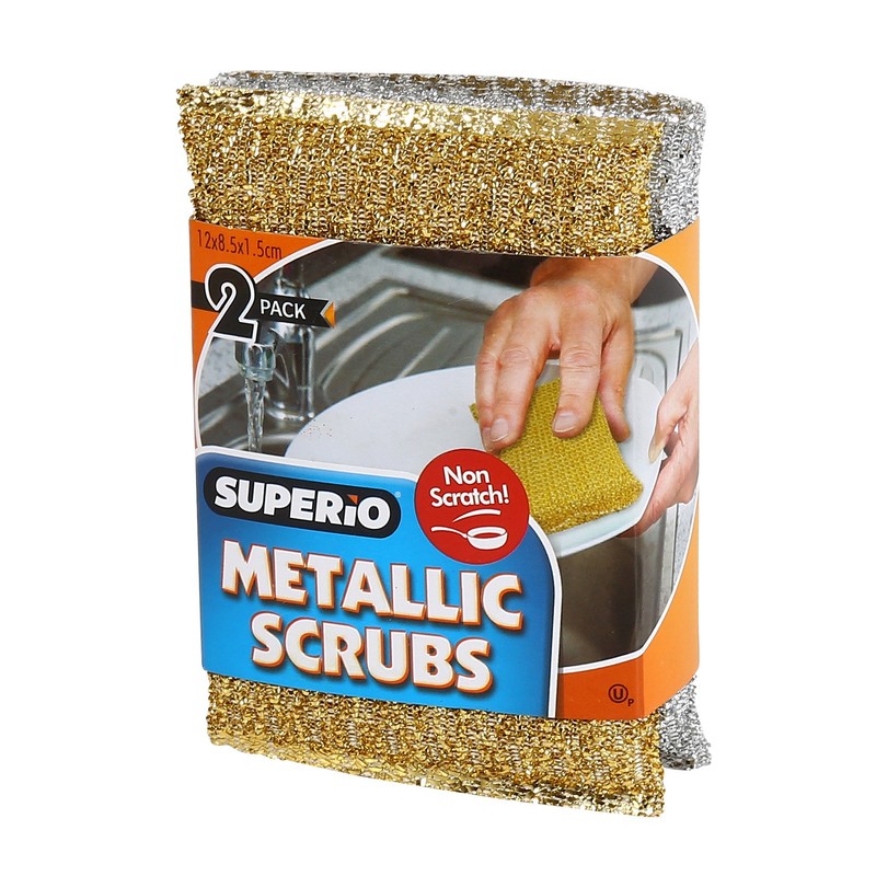 Superio Paquete de 6 esponjas metálicas plateadas y doradas