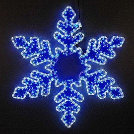 Novelty Lights 36" Deluxe Christmas Snowflake Bi-Color LED Rope Light Sculpture, Pure White/Blue