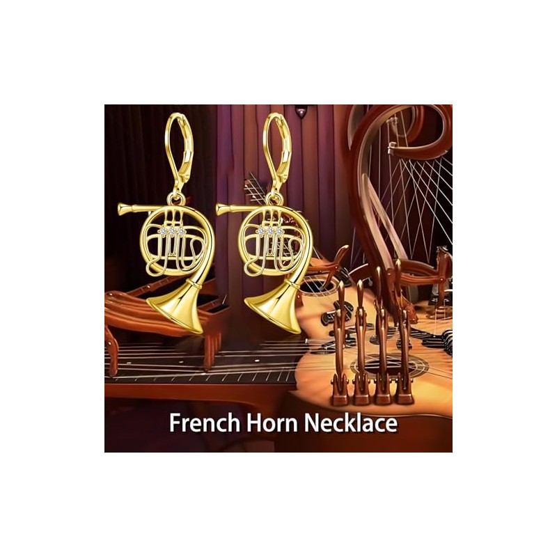 TALYKONG Gold Plated French Horn Earrings for Women Dangle