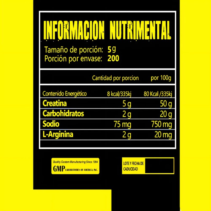 Creatina Monohidratada en Polvo 34 ZERO Sin Sabor 1kg 200
