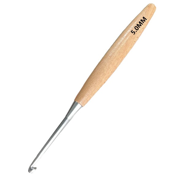 Beech Wood Crochet Hooks,5mm Ergonomic Handle Crochet Hook Hand DIY