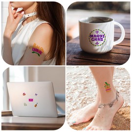 70 PCS Mardi Gras Temporary Tattoos Stickers for Parades Party, Masquerade Celebration, New Orleans, Birthday Decorations, Festival, Carnival Themed Party Favors Supplies