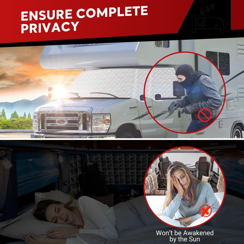 BOYISEN RV Windshield Sunshade Cover, RV Front Window Cover Compatible